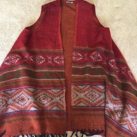 New Earthbound Trading Co Boho Shawl Vest - Picture 2 of 8